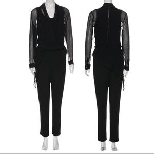 Kobi Halperin Jumpsuit Assymetric Drape V-Neck Size M